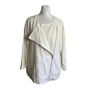 Eileen Fisher Cream White Long Sleeve Jacket Motto Zip Designer Womens US Large